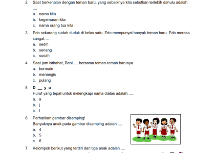 10 Kumpulan Soal Tema Kelas 1 Terbaru 2026 yang Bikin Anak Lebih Cepat Paham Materi Sekolah