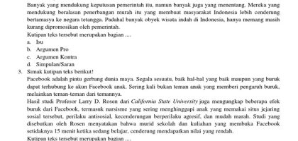 Jawaban Soal Bahasa Indonesia Kelas 9 Semester Ganjil