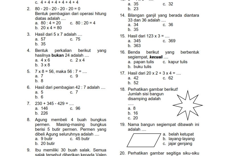 7 Rahasia Cepat Menjawab Soal Matematika Kelas 4 Semester 2 Tematik Agar Nilai Maksimal