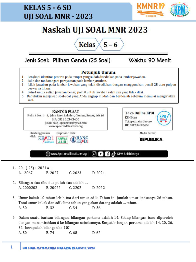 Soal KMNR Kelas 6 Lengkap PDF