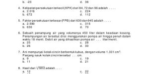 Soal Ujian Matematika Kelas 5 Semester 1 Dalchaebi