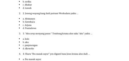 Soal Ujian Bahasa Jawa Kelas 4 Semester 2 PDF