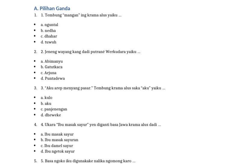 soal b jawa kelas 4 semester 2