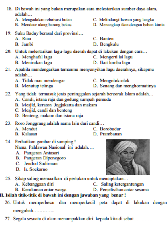 SOAL DAN KUNCI JAWABAN UAS - PAS IPS KELAS 4 SEMESTER 1 GASAL SERBA