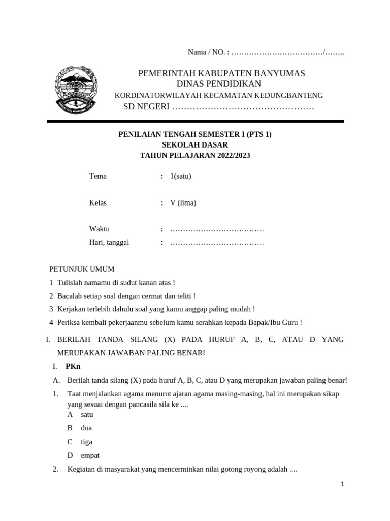 PTS Tema 1 Kelas 5 PDF