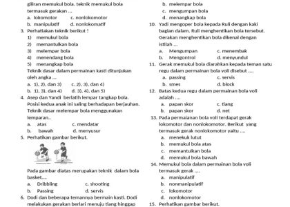 soal pjok kelas 4 semester 1 dan kunci jawaban