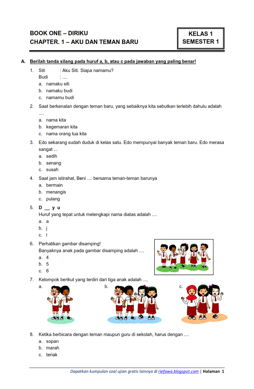 Membangun Pemahaman Holistik Contoh Soal Tematik Kelas 1 SD Kurikulum