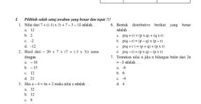 Latihan Soal Matematika Kelas 7 Semester 1 Dalchaebi