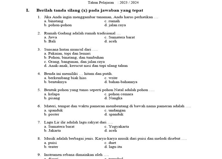 5 Tipe Soal SBdP Kelas 4 Semester 1 Tahun 2026 yang Sering Bikin Siswa Bingung
