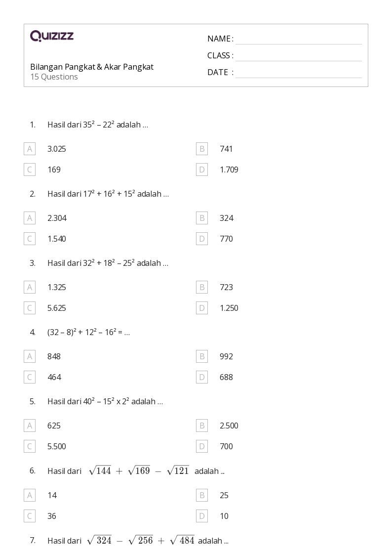 50 lembar kerja Akar untuk Kelas 6 di Quizizz Gratis Dapat Dicetak