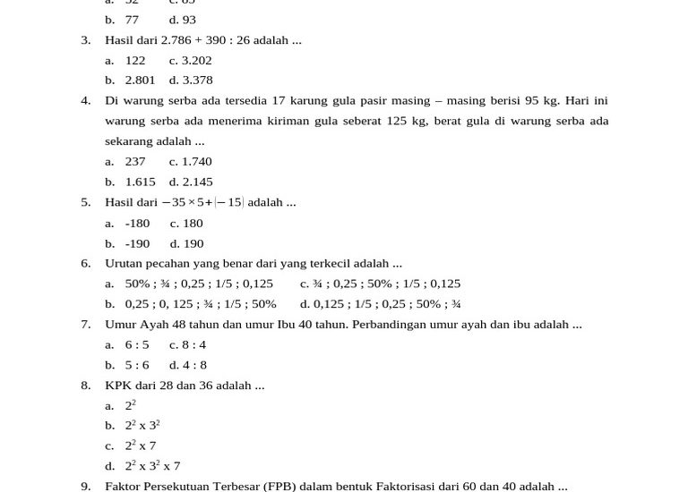 Rahasia 5 Soal Olimpiade Matematika SD Kelas 4 dan Pembahasannya PDF 2026