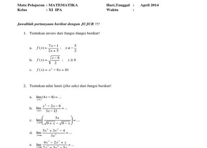Rahasia Nilai Sempurna: Soal Matematika Kelas 11 Semester 2 dan Jawabannya 2026