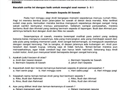 5 Contoh Soal Kelas 3 SD Bahasa Indonesia HOTS Bab 1 Kawan Seiring yang Wajib Dikuasai