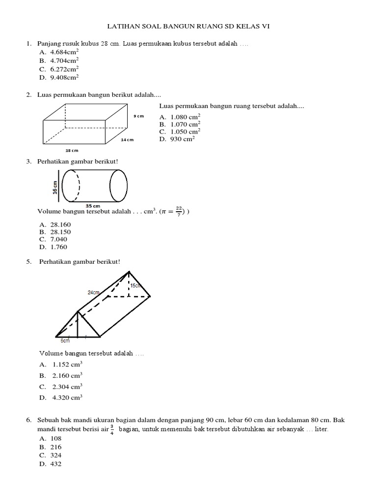 Soal Bangun Ruang Kelas 5 Pdf - Piffle me