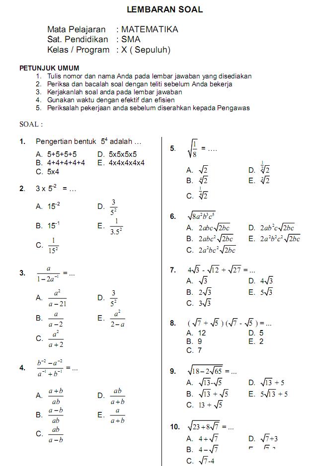 Kuasai Kuadrat Pangkat 1-3 Sumber Daya Download Soal dan Kunci Jawaban