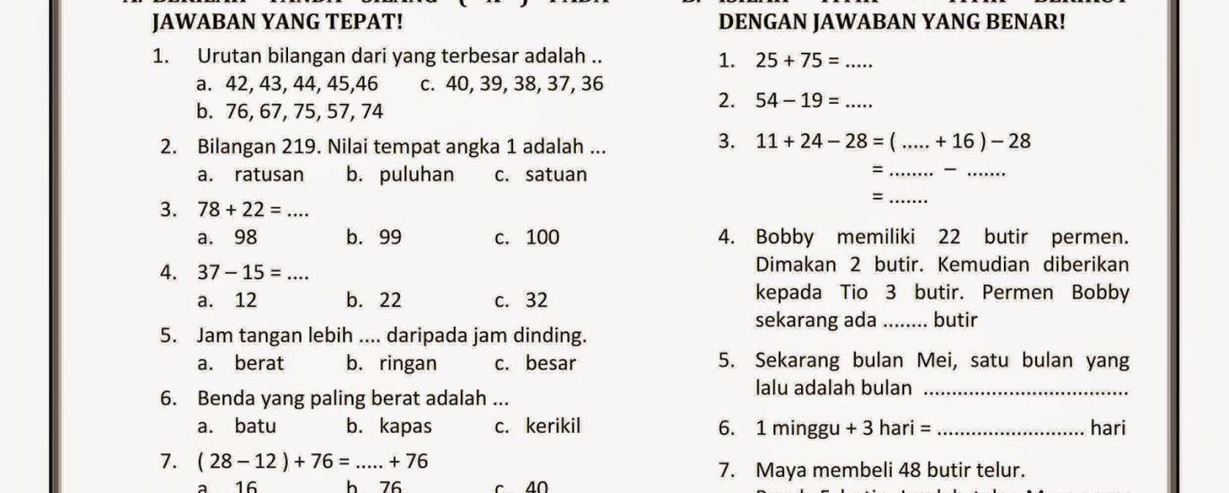 Soal Ujian Matematika Kelas 1 Semester 2 Diam-Diam Mengajarkan Kepatuhan, Ini 3 Buktinya