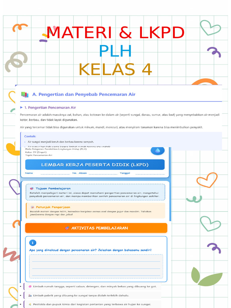 LKPD PLH Kelas 4 Pencemaran Air PDF