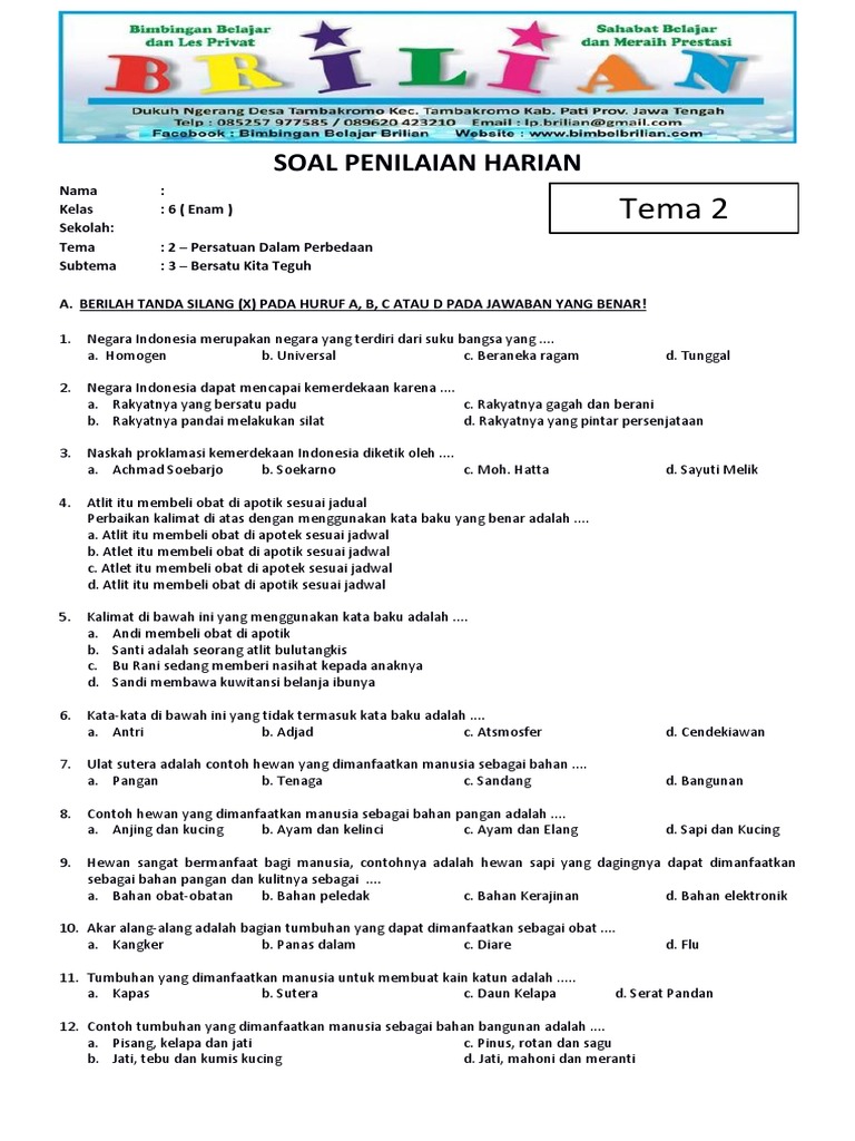 5 Rahasia Terbukti Menguasai contoh soal tematik tema 2 kelas 6 Sebelum Ujian 2026