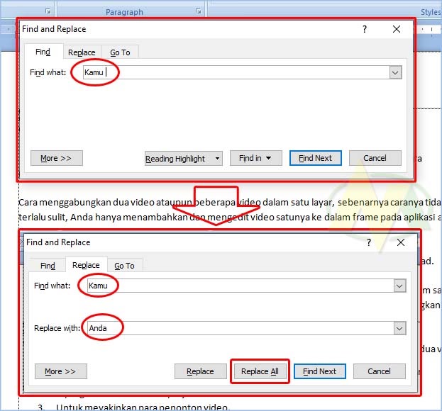 Cara Mengganti Kata Yang Sama Di Word Dalchaebi