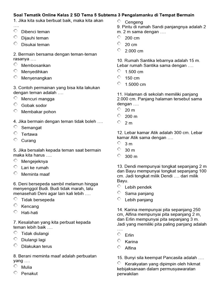 Terbukti! Contoh Soal Tematik Tema 5 Kelas 2 SD yang Bikin Anak Paham Matematika Sekejap
