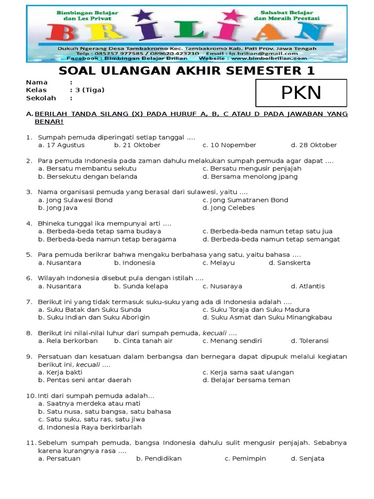 Terbukti Efektif! 5 Latihan Soal UAS PKN Kelas 3 SD Semester 1 Bikin Nilai Naik Seketika