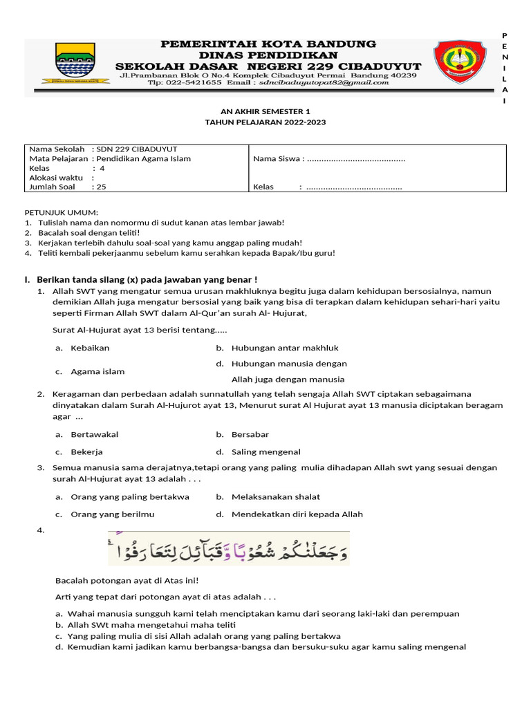 Terbukti Mudah! download soal pas kelas 4 semester 1 Gratis, Siapkan Nilai Tinggi Sekarang